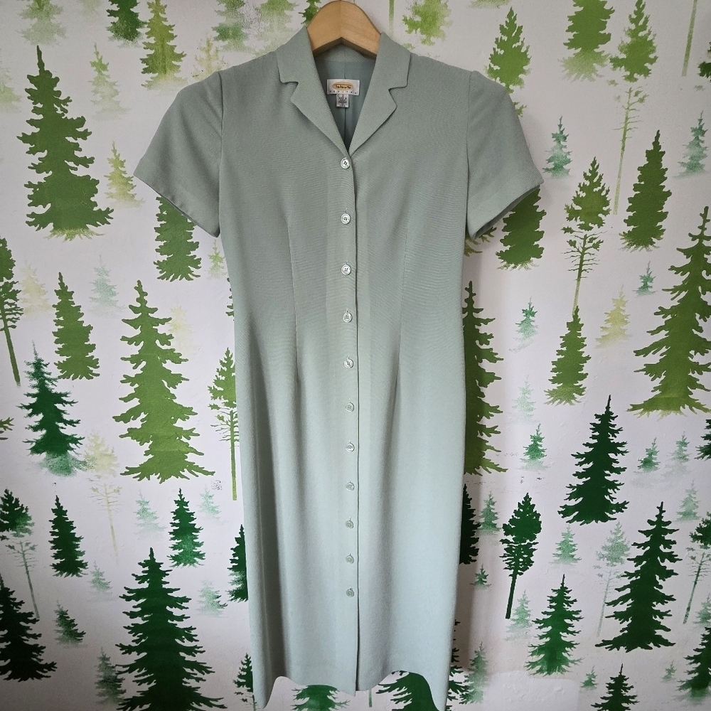 Mint Talbots Button-Up Midi Dress